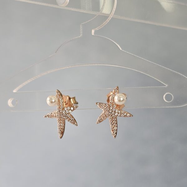 Pearl Starfish Earrings - Image 2