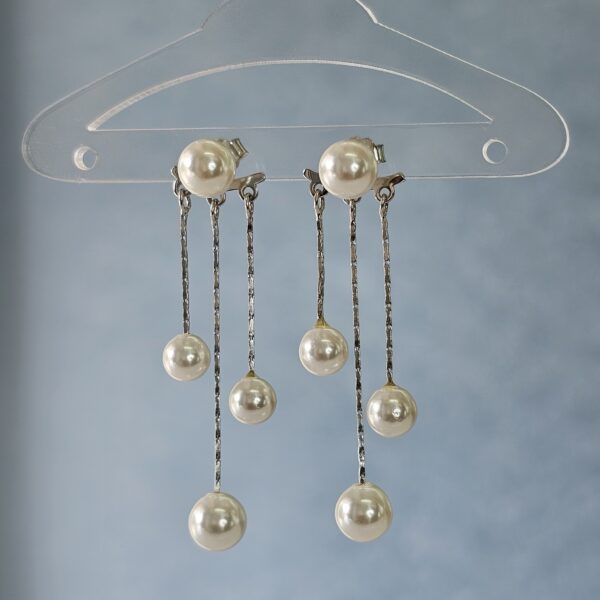 Pearl Chain Earrings - Image 2