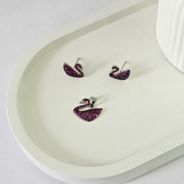 Pink Swan Pendant Set