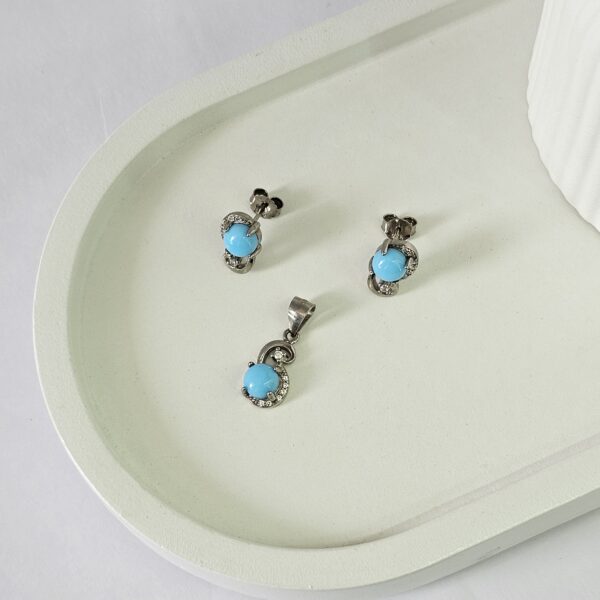 Floral Blue Pendant Set - Image 2