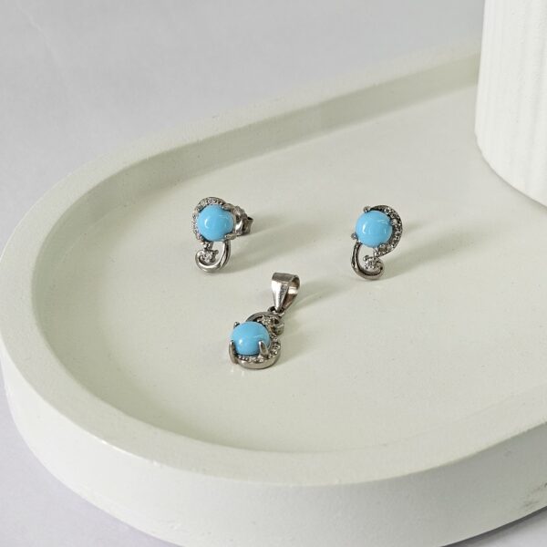 Floral Blue Pendant Set