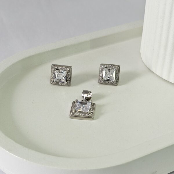Square Solitaire Pendant Set - Image 2