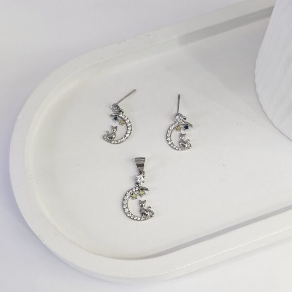 Cat Moon Pendant Set