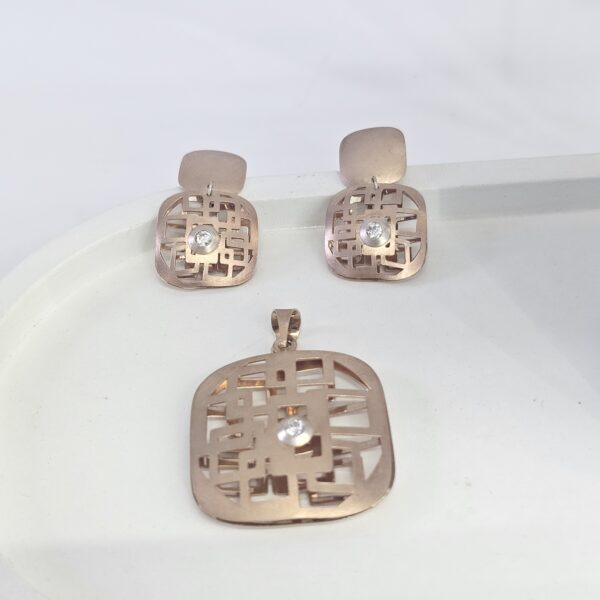 Classy Grid Pendant Set - Image 2