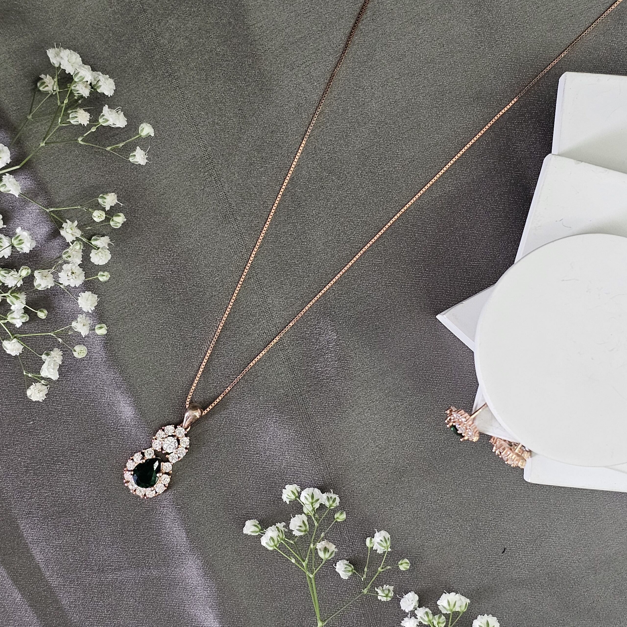 Emerald Drop Necklace Set