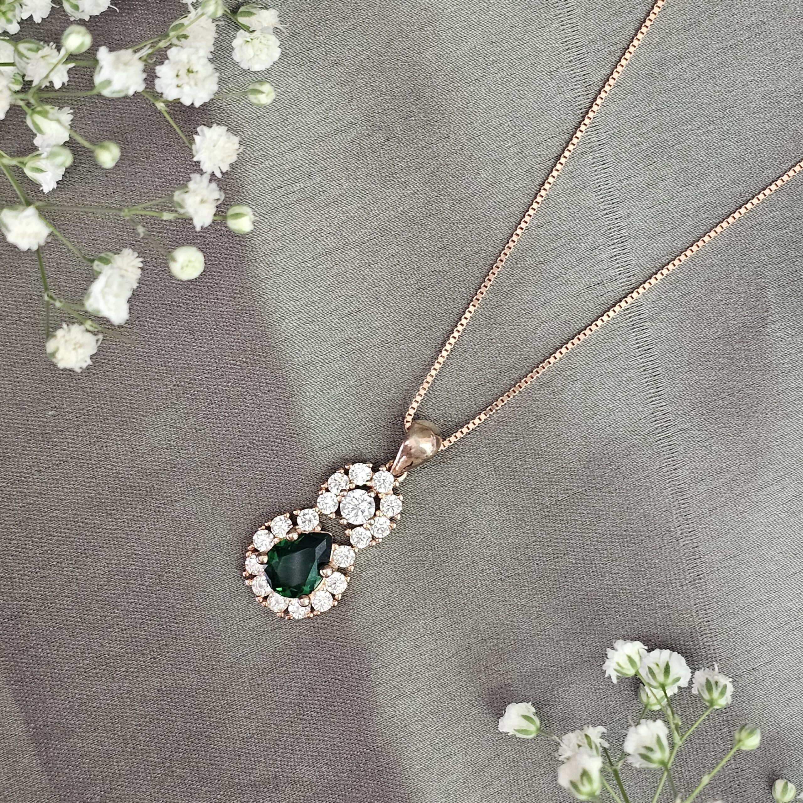 Emerald Drop Necklace Set - Image 2